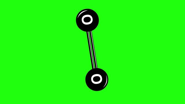 video animation black and white icon oxygen O2 chemical molecule rotating, on a green chroma key background