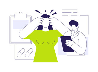 Headache and migraine abstract concept vector illustration.