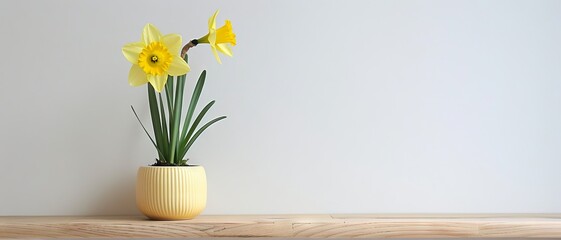 Daffodil background with copy space. Valentines day, mothers day, women's day concept.