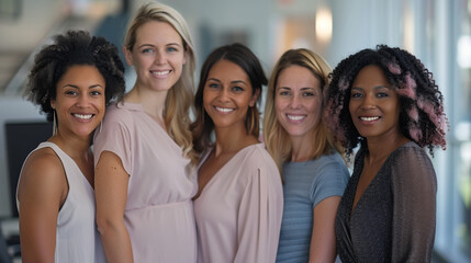 group of multiracial diverse mid age woman at work, equality and cooperation concept