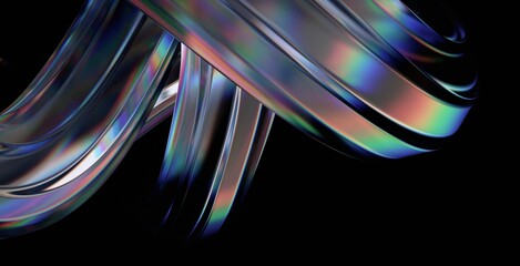 Abstract glass shape on black background, 3d render