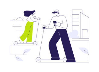 Electric scooter abstract concept vector illustration.