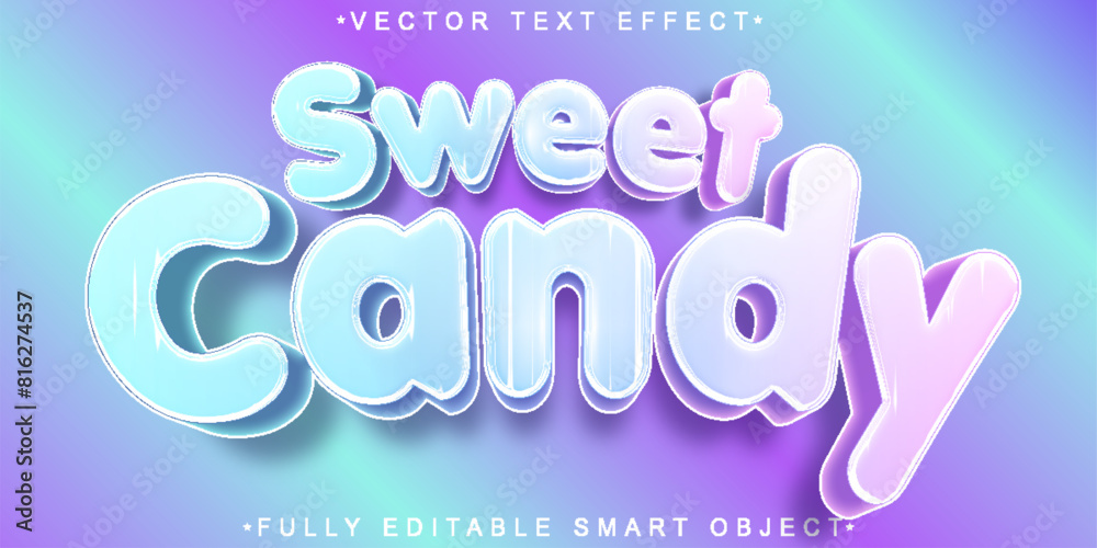Poster soft shiny colorful sweet candy vector fully editable smart object text effect