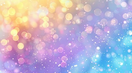 Abstract blur bokeh banner background. Rainbow colors, pastel purple, blue, gold yellow, white silver, pale pink bokeh background