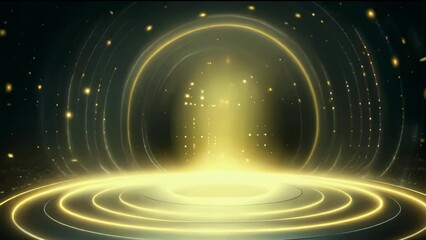 Golden podium with sparkling lights. Award Ceremony Concept. Seamless loop video background animation, perfect for award ceremonies or presentations