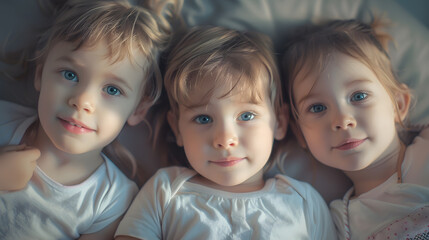 Portrait of three little children as a tower : Generative AI