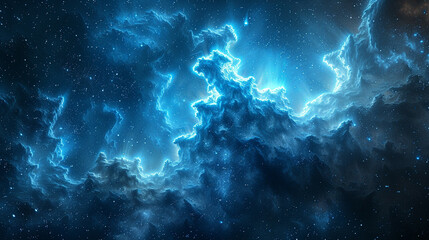 Blue Nebula Unveiling Cosmic Serenity and Celestial Beauty in Spectacular Detail