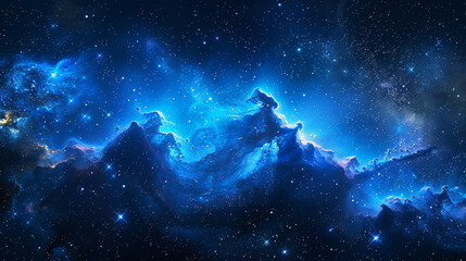 Fototapeta premium Blue Nebula Unveiling Cosmic Serenity and Celestial Beauty in Spectacular Detail