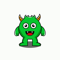 cute vector design illustration of green monster mascot