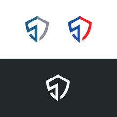 Letter SD logo design with shield vector illustration template.