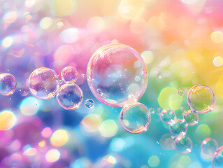 Multicolored bubbles on a dark background