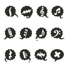 Musical Note Symbols on Speech Bubble.