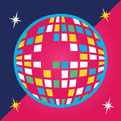 Colourful disco ball vector illustration.