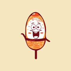 Korean corn dog cartoon character food vector illustration.