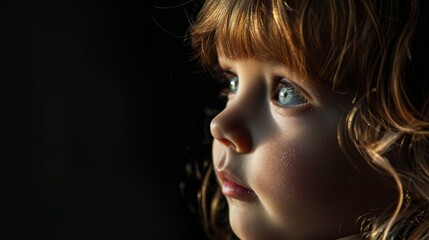 Contemplative child in dramatic light