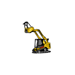 Vector illustration of a forestry and land clearing mulcher 