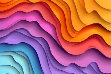 Obraz premium Multi layers color texture 3D papercut layers in gradient vector banner. Carving art. Cover layout material design template. Abstract realistic papercut decoration textured with cardboard wavy layers