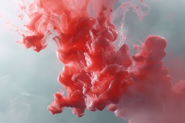 Red Ink reacting in water creating abstract clouds. Can be used as transitions, art backgrounds or overlays VFX. 3d motion graphics element ink or smoke. Version 9