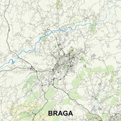 Braga, Portugal map poster art