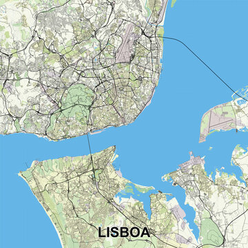 Lisboa, Portugal map poster art