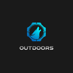 A unique vector logo merging a wolf and crosshair, symbolizing hunting and outdoor pursuits. It embodies precision, strength, and a love for nature.