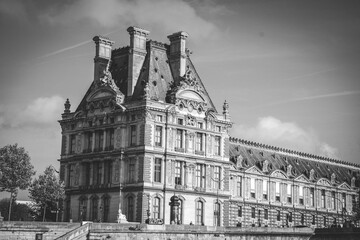 The famous Louvre Museum with its pyramids