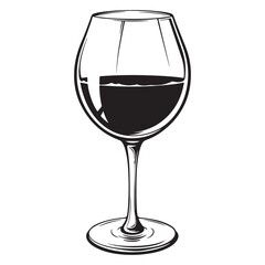 Glass of Wine Hand Drawn Sketch Illustration.