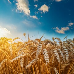 Field of golden wheat in sunlight