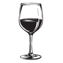 Glass of Wine Hand Drawn Sketch Illustration.