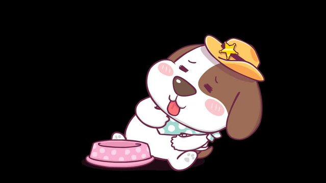 Sheriff Beagle Satisfied After Meal - Transparent Background