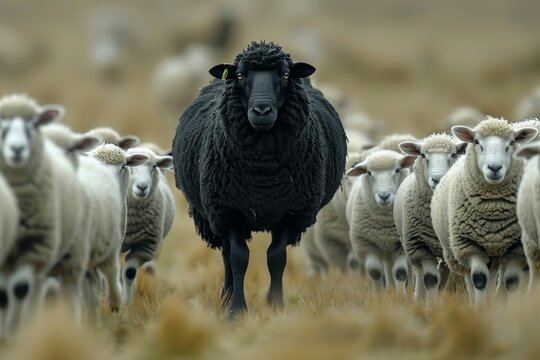 Black sheep. Backdrop with selective focus and copy space