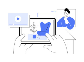 Virtual open house isolated cartoon vector illustrations.