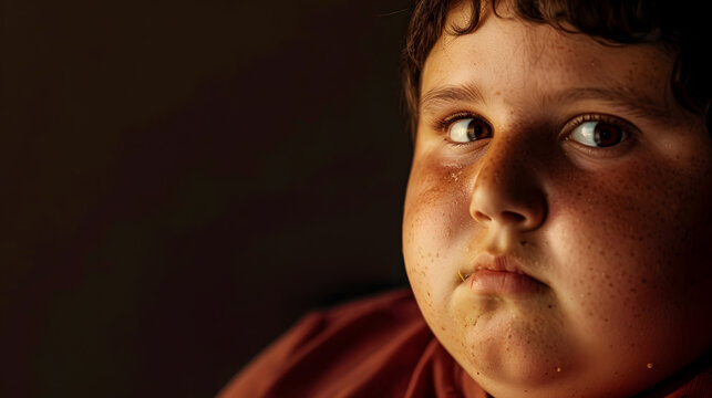 Chubby kid with obesity : Generative AI