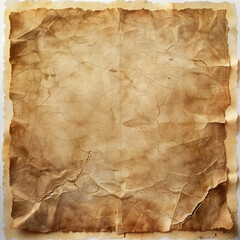 an old, weathered, and cracked piece of parchment or paper. It has an antiqued appearance with folds, creases, stains, and discoloration, giving it an aged, antique feel - blank background, map