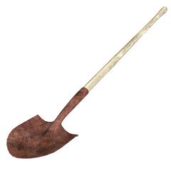 Shovel Round Lawn Tool isolated 3d rendered illustration