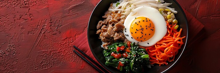 Bibimbap, fresh foods in minimal style