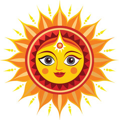 Sinhala and Tamil New Year Sun Vector illustration 