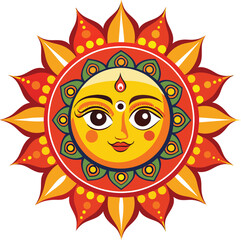 Sinhala and Tamil New Year Sun Vector illustration 