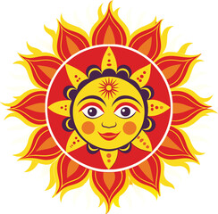 Sinhala and Tamil New Year Sun Vector illustration 