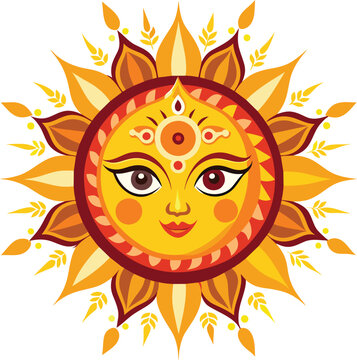 Sinhala and Tamil New Year Sun Vector illustration 