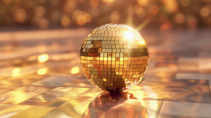 Obraz premium Simple studio photograph of a gold disco ball