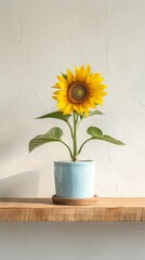 Fototapeta premium Sunflower background with copy space. Valentines day, mothers day, women's day concept.