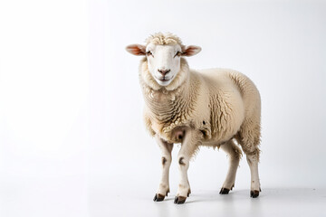 Sheep isolated on white background. Sheep standing on white background.