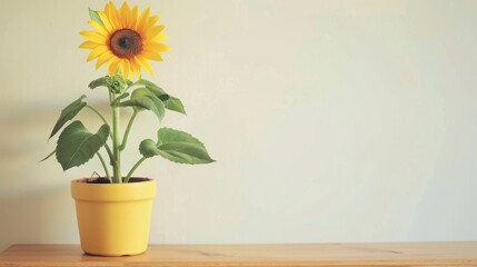 Fototapeta premium Sunflower background with copy space. Valentines day, mothers day, women's day concept.