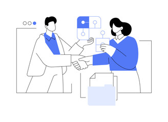 Mergers and acquisitions isolated cartoon vector illustrations.