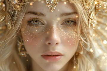 Ethereal Empress: Cosmic Elegance & Jewel-Adorned Majesty