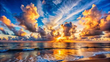 Beautiful cloudscape over the sea, sunrise shot