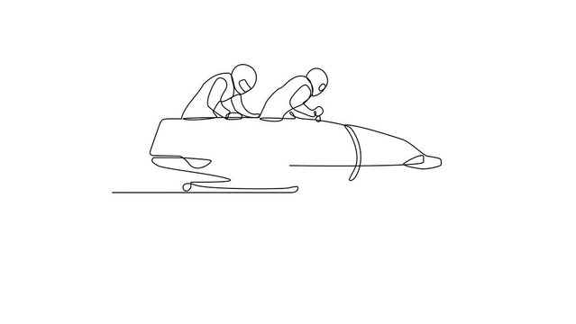 Animated self drawing of Bobsleigh sports video illustration. Bobsleigh sports design in simple linear continuous style video concept. Sports themes design for your asset video design illustration.
