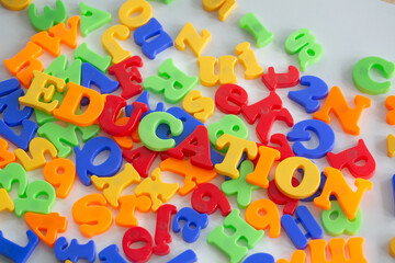 Alphabet colorful letters spelling Education