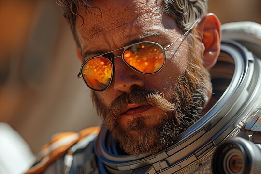 Space Buccaneer's Epic Beard: Cosmic Shades Camera Art Station Render